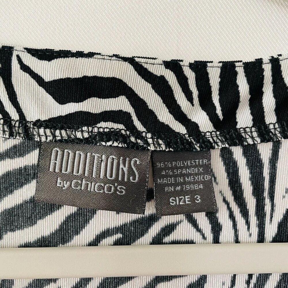 Addition By Chico's Womens Black White Zebra Print Slinky Blouse Top Sz 3 US XL - Picture 5 of 11